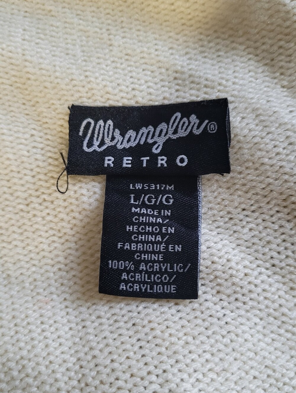 Wrangler Retro Open-Front Aztec Print Cardigan Sweater in Cream Teal Size Large - Picture 8 of 8